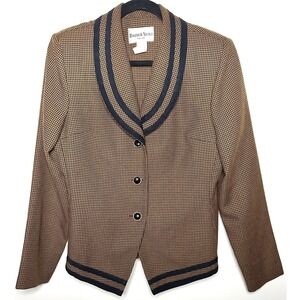 Vintage Danny & Nicole Houndstooth Blazer Women's 10  90s Classic Trim Old Money